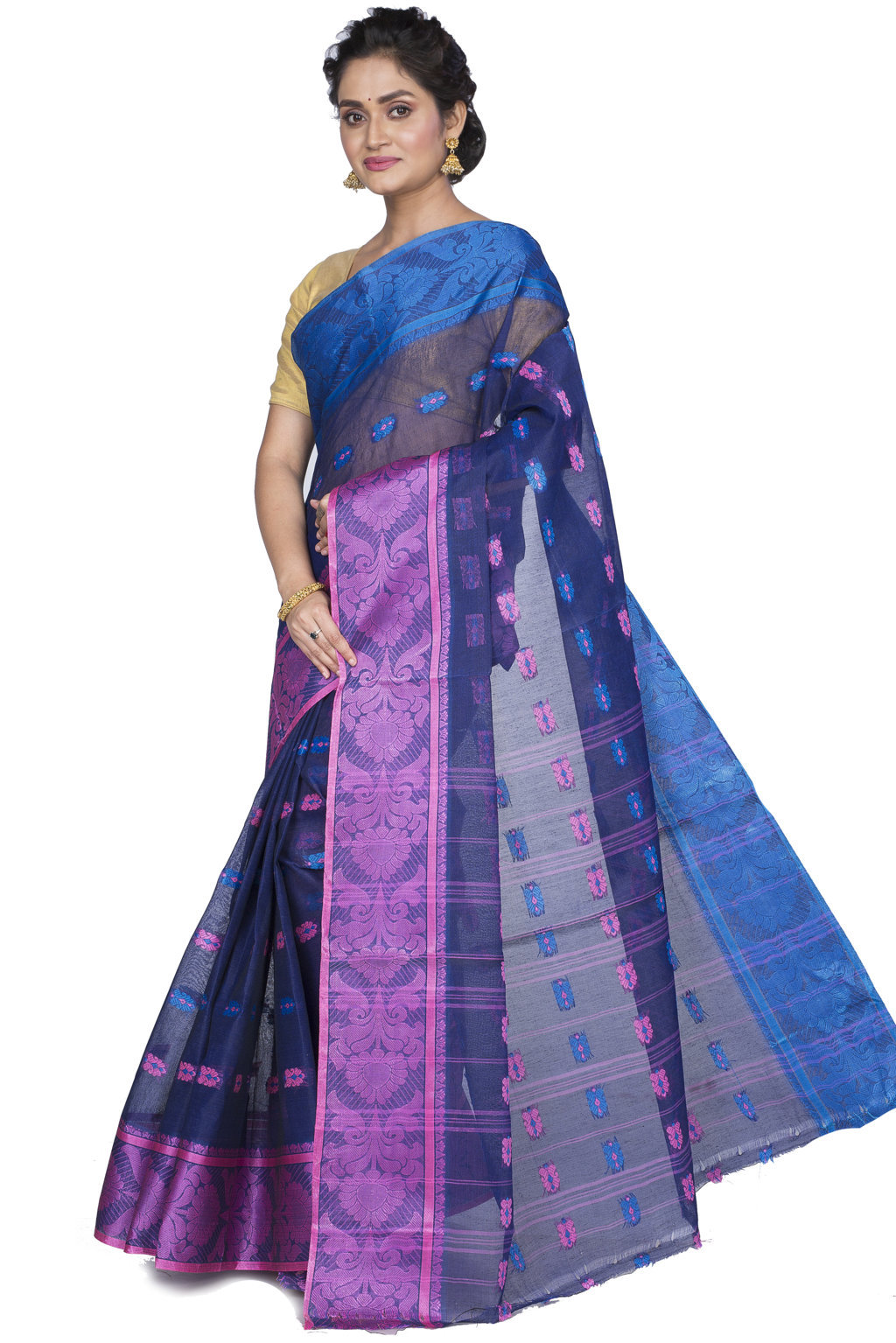 Naby Blue Pure Cotton Akriti Tant Saree (169)